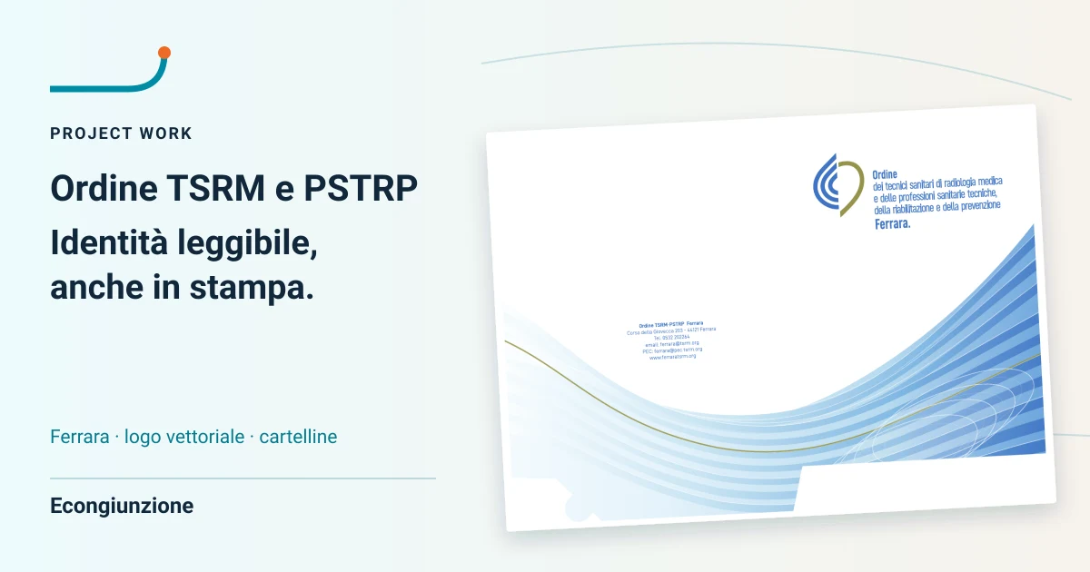 Ordine TSRM e PSTRP di Ferrara: esecutivo della cartellina con logo ricostruito.