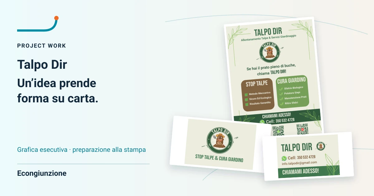 Talpo Dir: volantino A5 e biglietti coordinati, ricavati dagli esecutivi originali.