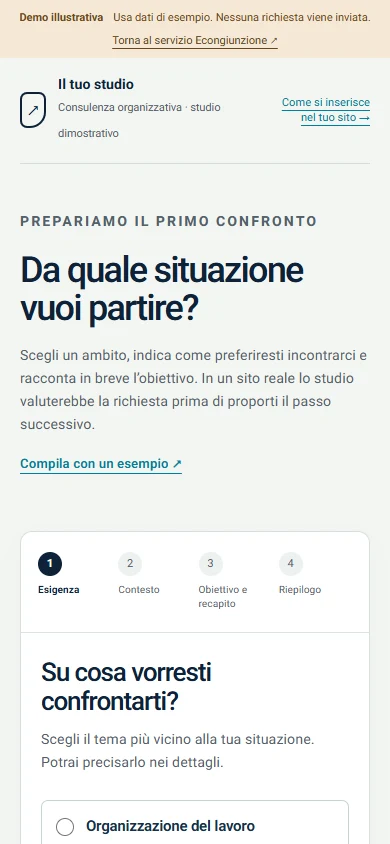Richiesta di consulenza dimostrativa su smartphone