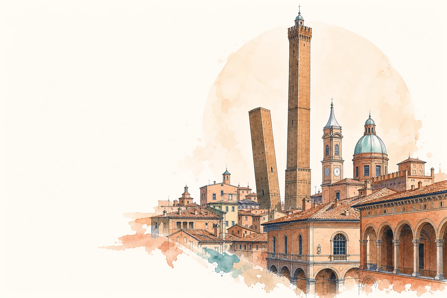 Illustrazione delle Due Torri e del centro di Bologna