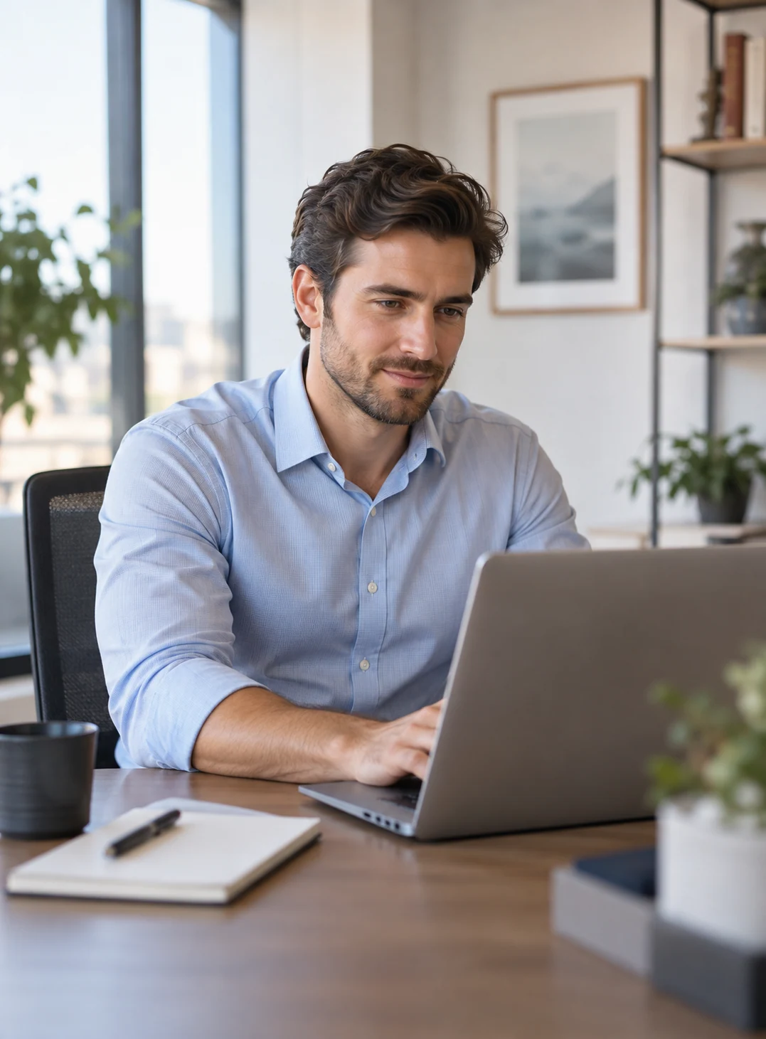 Professionista impegnato nell'analisi al computer