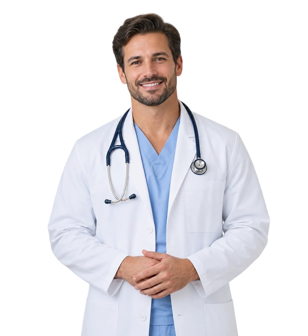 Ritratto illustrativo di un medico in camice bianco